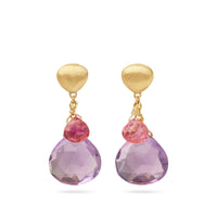 Marco Bicego Paradise 18K Yellow Gold Amethyst and Tourmaline Double Drop Earrings