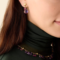 Marco Bicego Paradise 18K Yellow Gold Amethyst and Tourmaline Double Drop Earrings