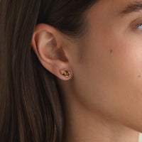 Emily P. Wheeler 18K Yellow Gold Sapphire, Tiger Eye, and Opal Fish Stud Earrings