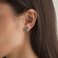 Emily P. Wheeler 18K Yellow Gold Sapphire, Abalone, and Turquoise Fish Stud Earrings