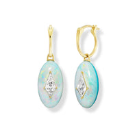 Emily P. Wheeler 18K Yellow Gold One Of A Kind Kite Diamond and Opal Drop Earrings