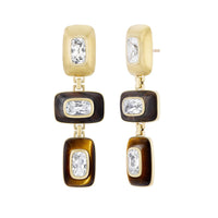 Emily P. Wheeler 18K Yellow Gold Topaz, Rosewood, and Tiger's Eye Patchwork Drop Earrings