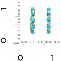 Suzy Landa 18K Yellow Gold Sleeping Beauty Turquoise and Diamond Small Hoop Earrings