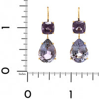 18K Yellow Gold Purple Spinel and Tanzanite Drop Earrings