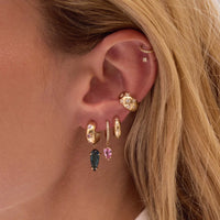 Zoe Chicco 14K Yellow Gold One-of-a-Kind Pink Sapphire and Indicolite Tourmaline Huggie Drop Earrings