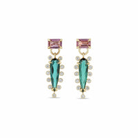 Zoe Chicco 14K Yellow Gold One-of-a-Kind Pink Sapphire, Tourmaline, and Diamond Drop Earrings