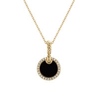 Petite DY Elements® Pendant Necklace in 18K Yellow Gold with Black Onyx and Pavé Diamonds