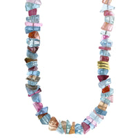 18K Yellow Gold Beryl and Tourmaline Bead Necklace