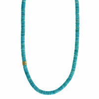 18K Yellow Gold Turquoise Bead Necklace