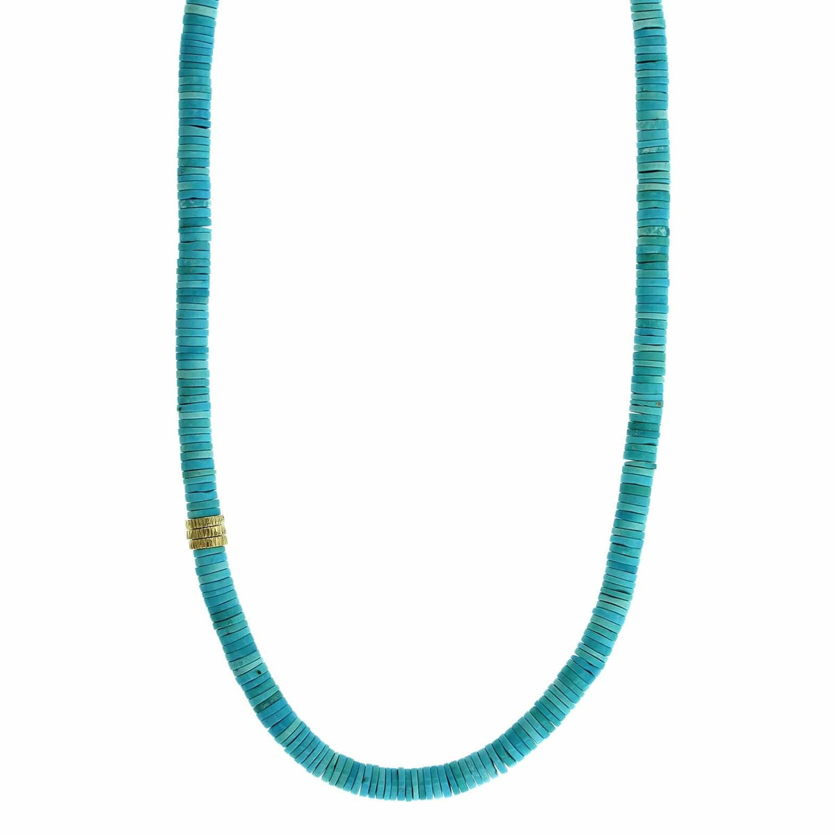 18K Yellow Gold Turquoise Bead Necklace