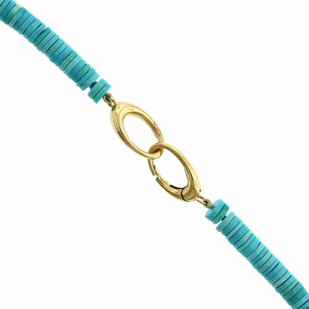 18K Yellow Gold Turquoise Bead Necklace