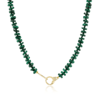 18K Yellow Gold Malachite Beaded Necklace