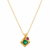 Adel Chefridi 18K Yellow Gold Emerald and Tourmaline Necklace