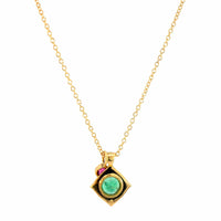 Adel Chefridi 18K Yellow Gold Emerald and Tourmaline Necklace