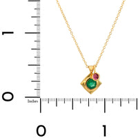 Adel Chefridi 18K Yellow Gold Emerald and Tourmaline Necklace