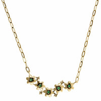 14K Yellow Gold Turquoise Flower Necklace