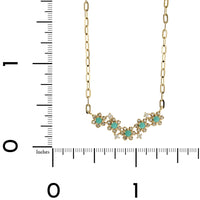 14K Yellow Gold Turquoise Flower Necklace
