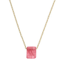 18K Yellow Gold Rhodochrosite Square Choker Necklace