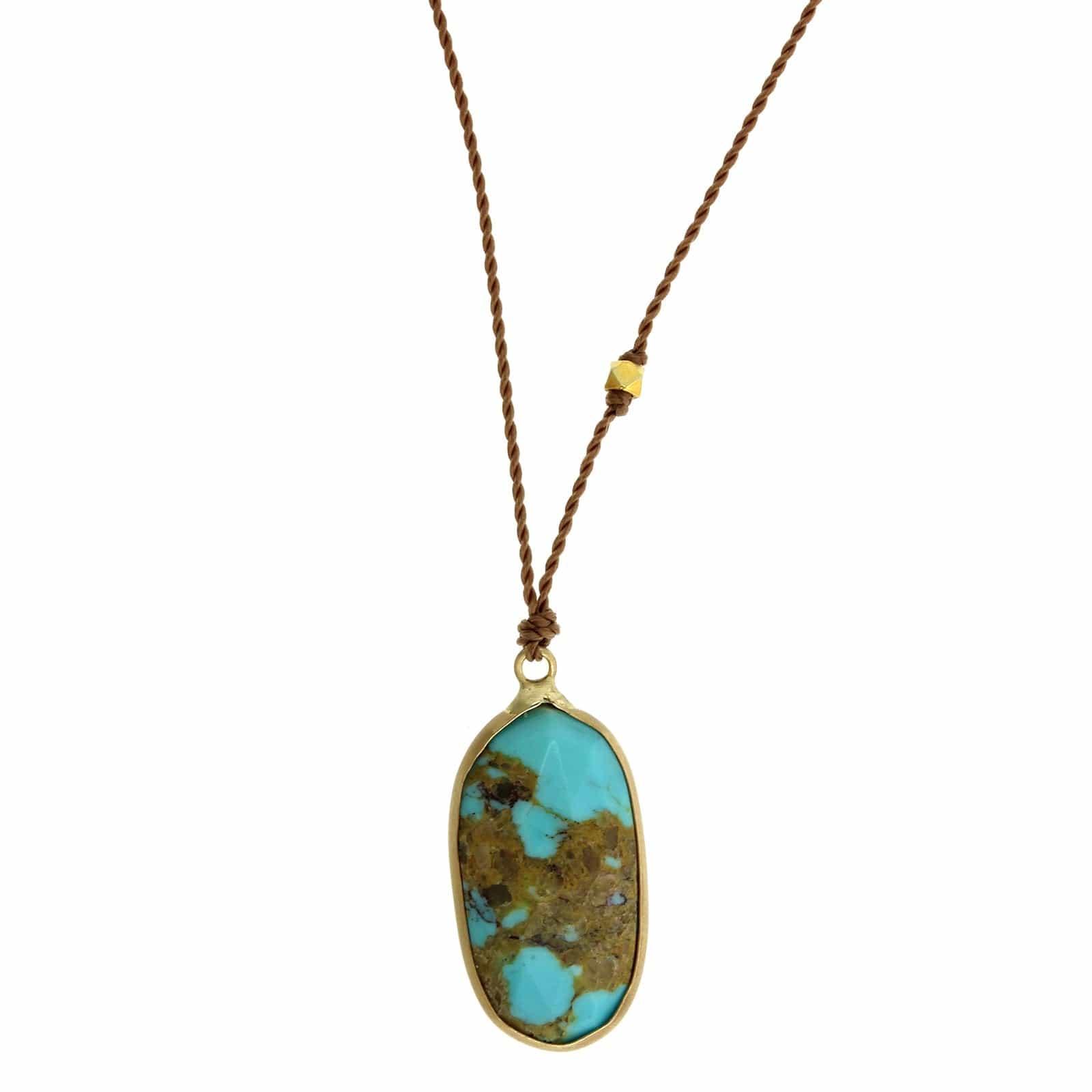 14K Yellow Gold Turquoise Pendant