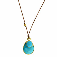 18K Yellow Gold Double Turquoise Pendant