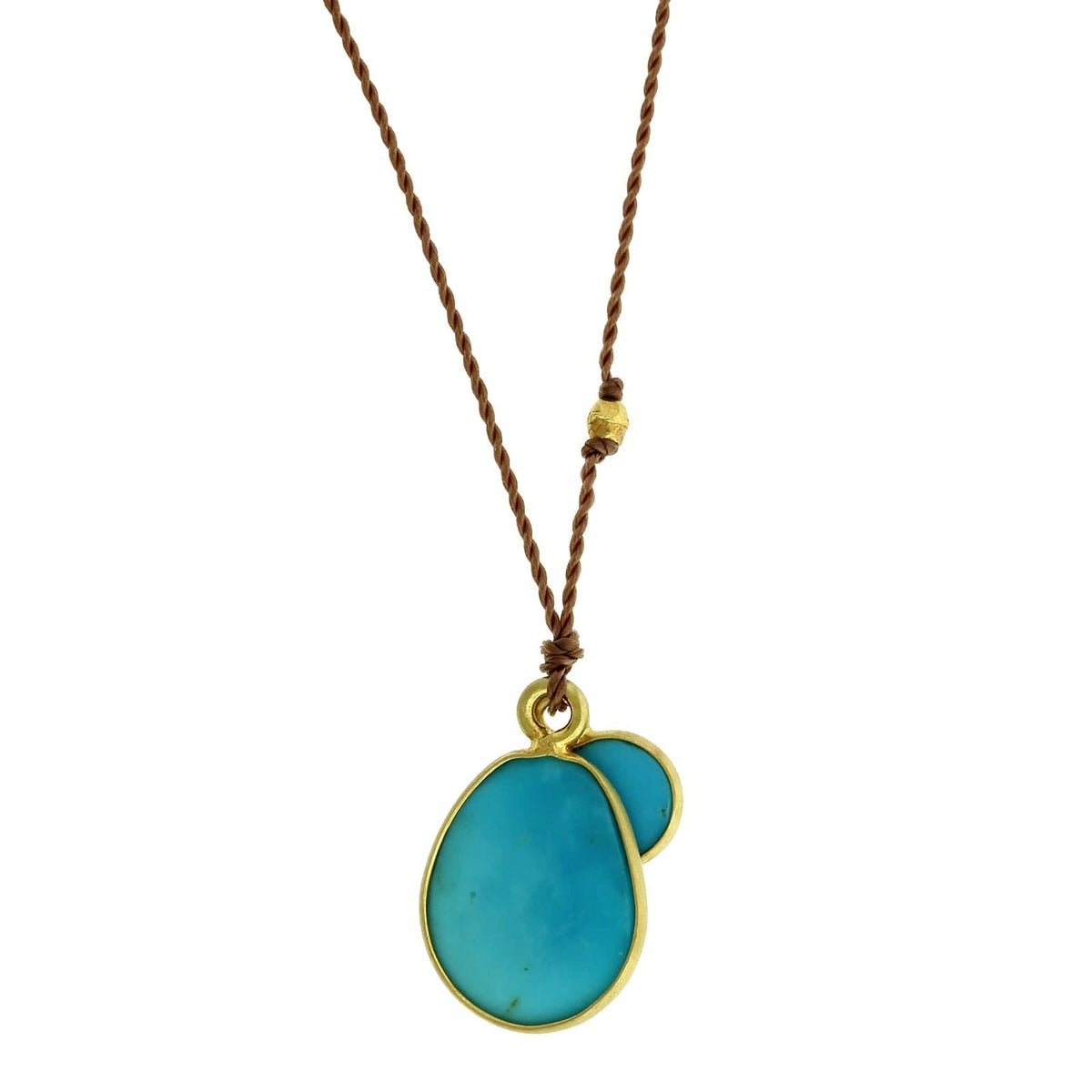 18K Yellow Gold Double Turquoise Pendant