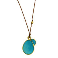 18K Yellow Gold Double Turquoise Pendant