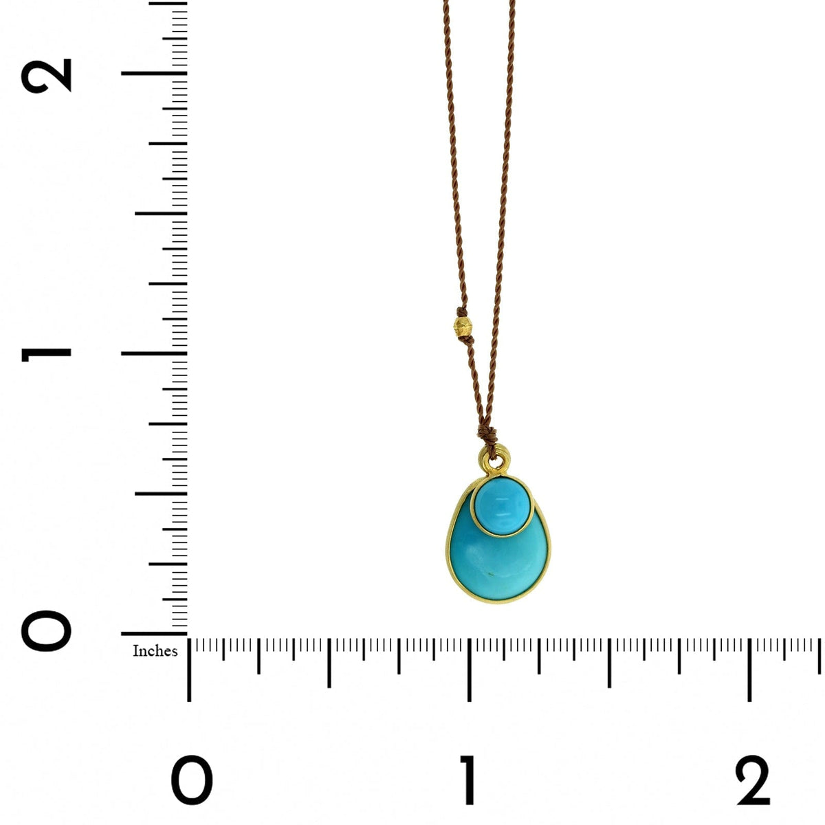18K Yellow Gold Double Turquoise Pendant