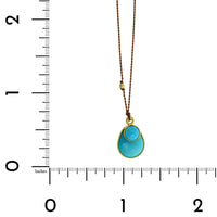 18K Yellow Gold Double Turquoise Pendant