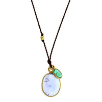 18K Yellow Gold Tanzanite and Emerald Pendant