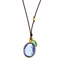 18K Yellow Gold Tanzanite and Emerald Pendant