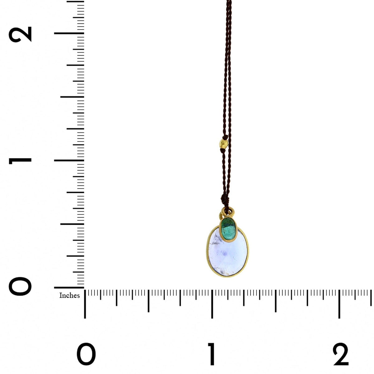 18K Yellow Gold Tanzanite and Emerald Pendant