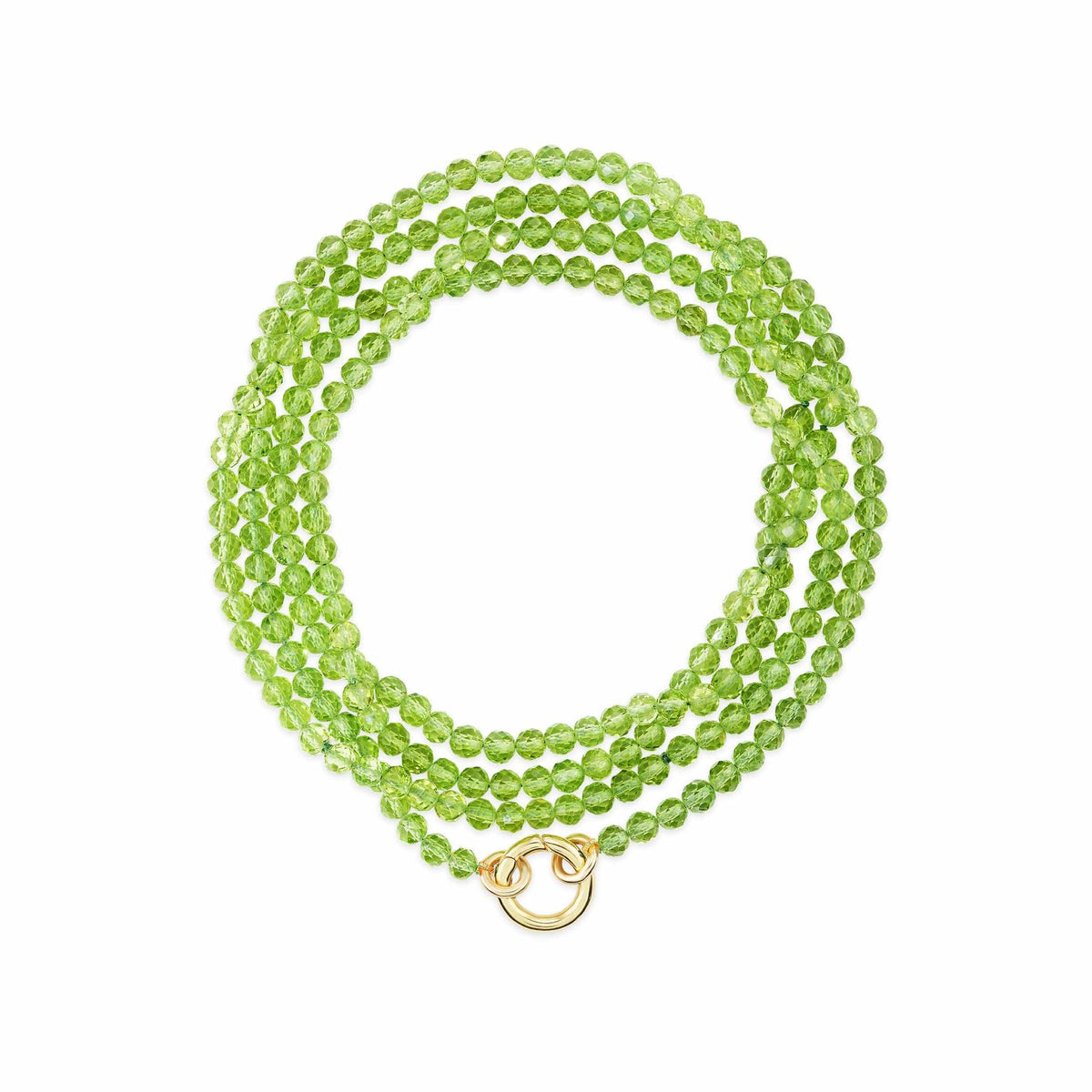 14K Yellow Gold Beaded Peridot Wrap Necklace