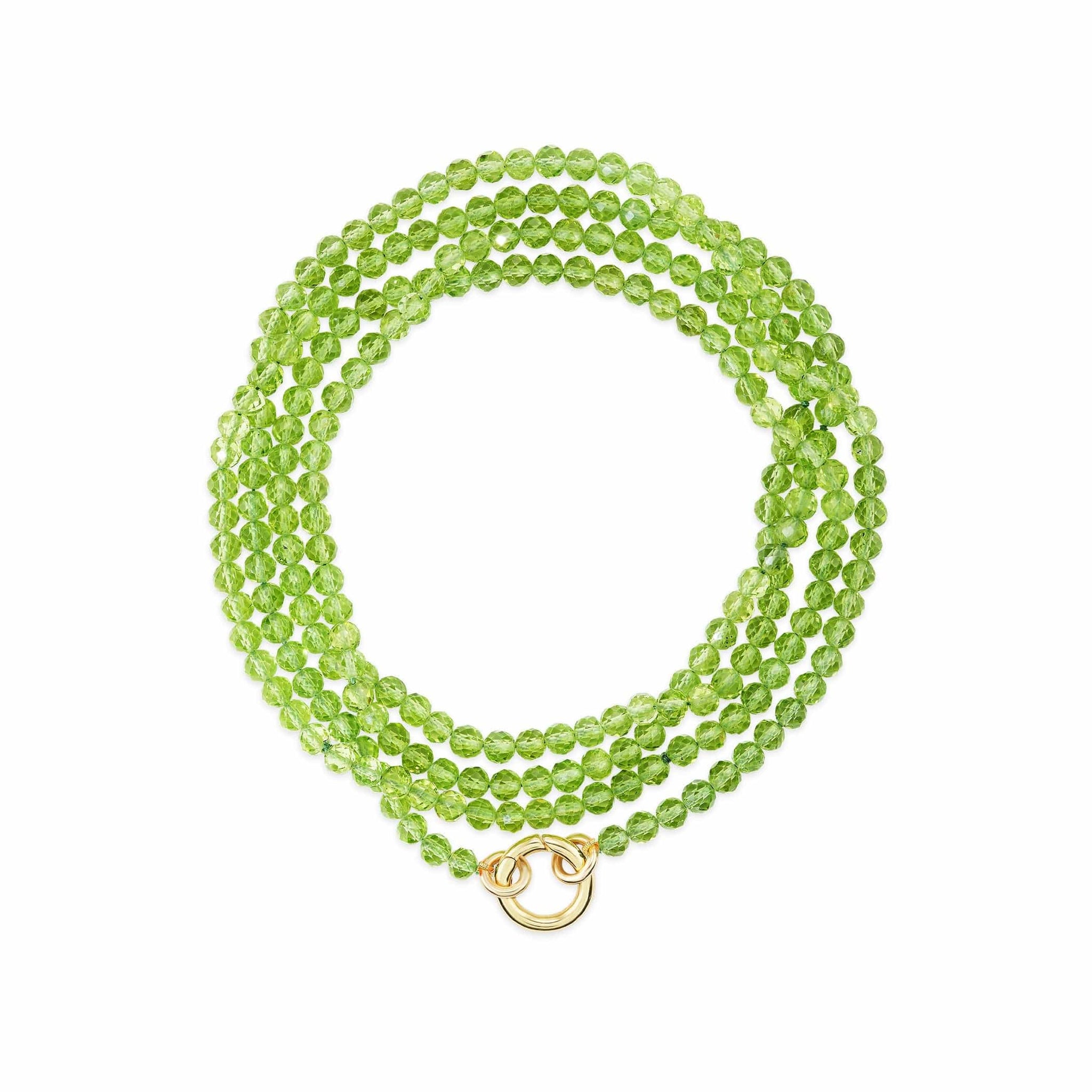 14K Yellow Gold Beaded Peridot Wrap Necklace