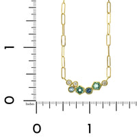 18K Yellow Gold Green Beryl, Aquamarine, and Diamond Bubble Necklace
