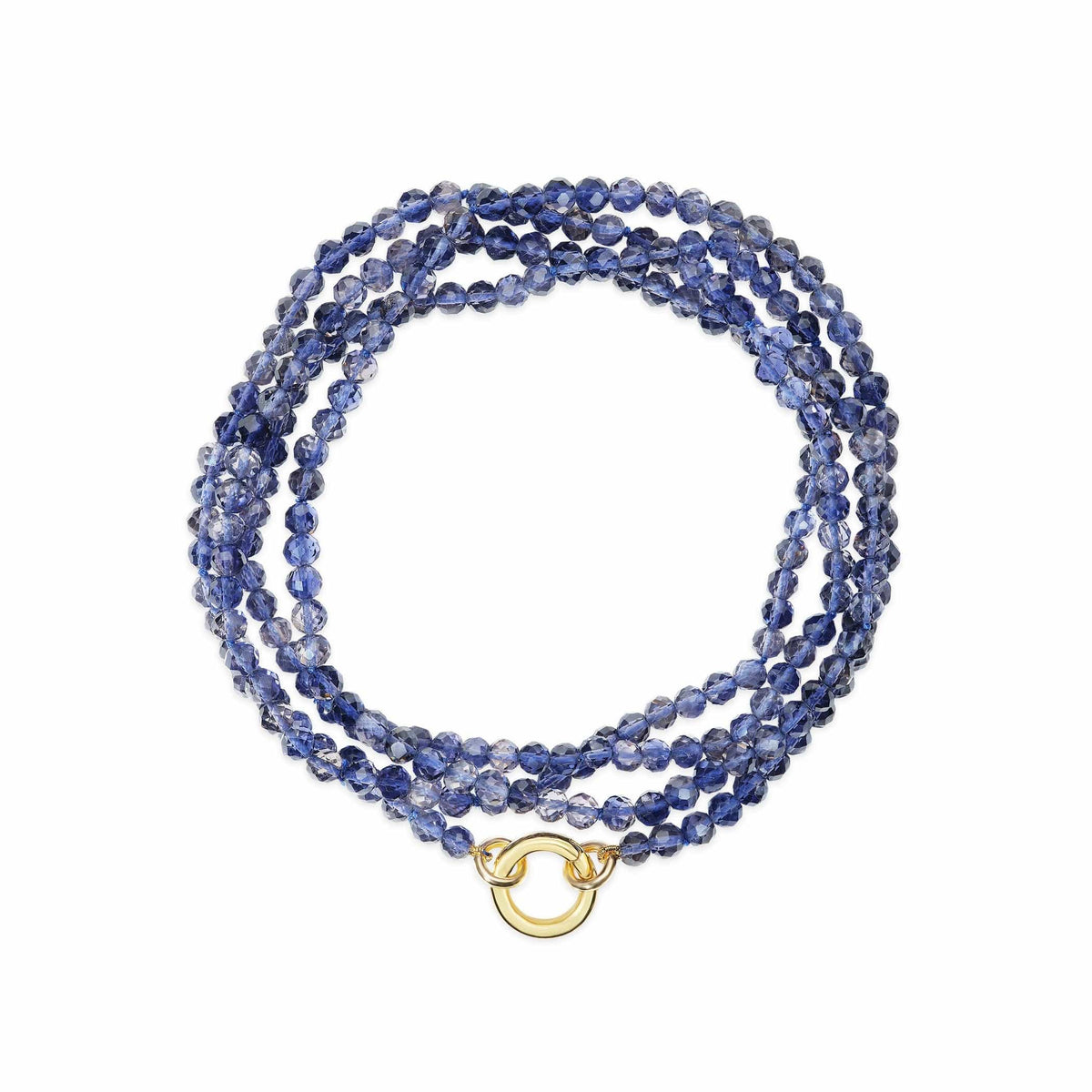 14K Yellow Gold Beaded Iolite Wrap Necklace