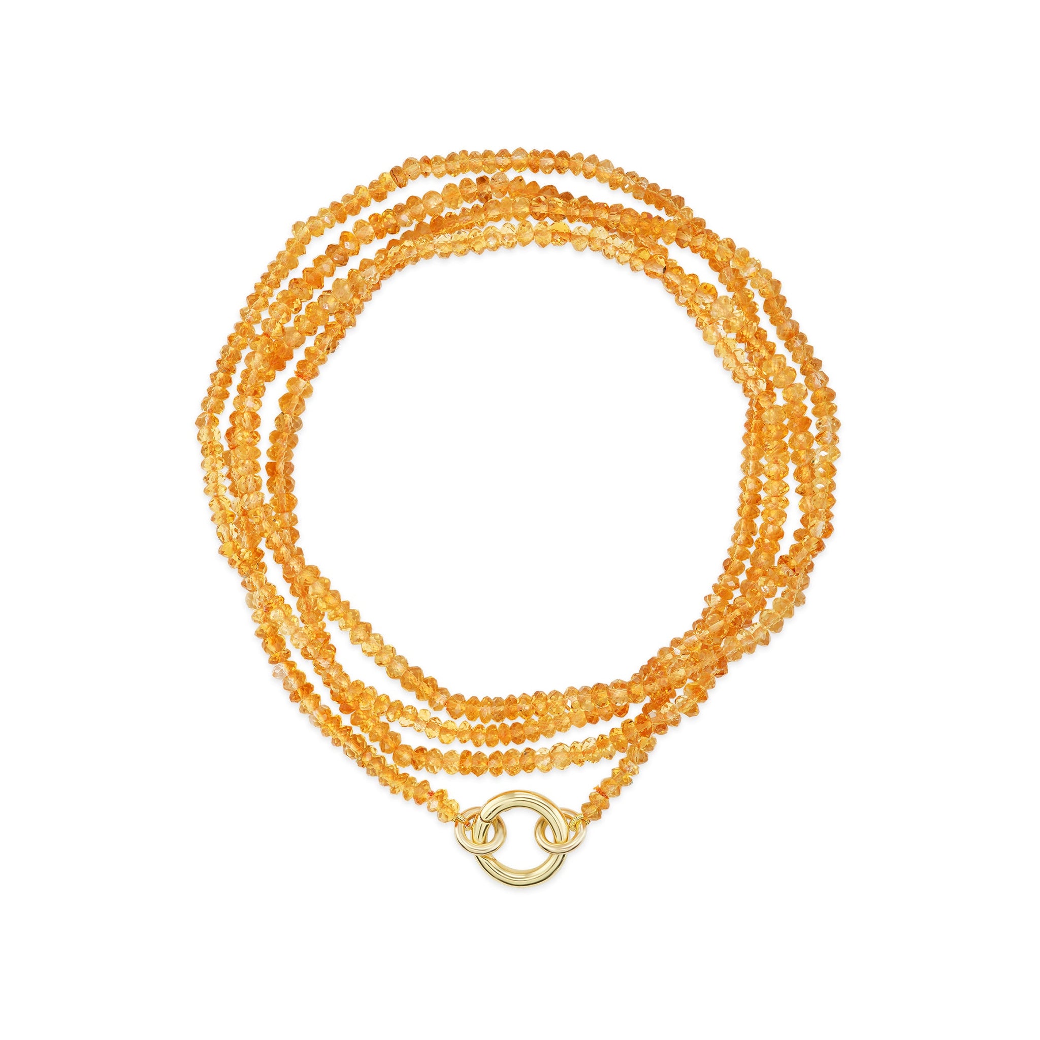 14K Yellow Gold Beaded Citrine Wrap Necklace