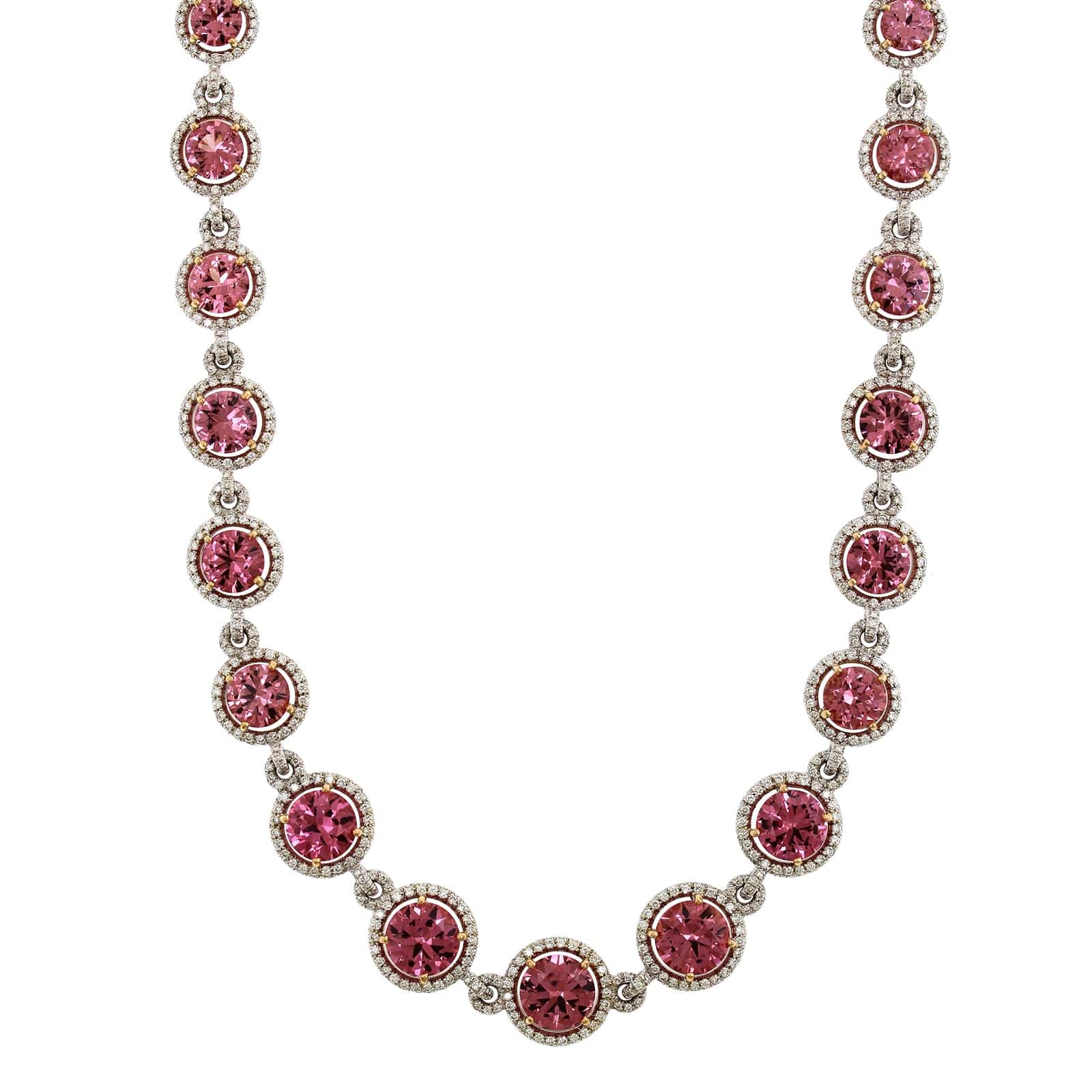 18K White Gold Pink Spinel & Diamond Collar Necklace