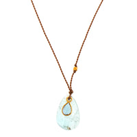18K Yellow Gold Aquamarine and Tanzanite Strand Necklace