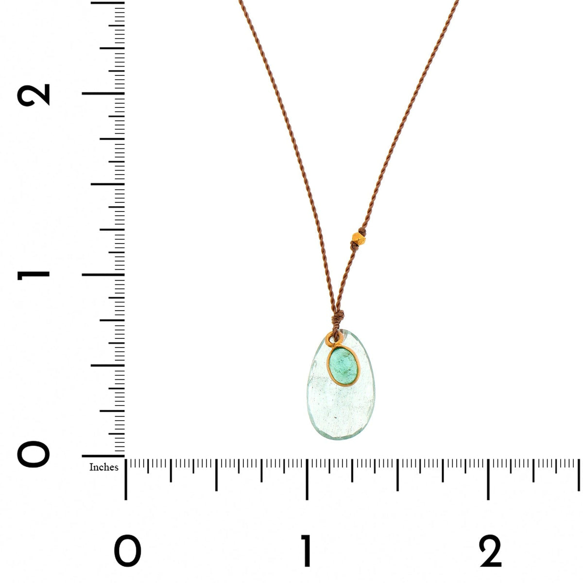 18K Yellow Gold Aquamarine and Emerald Strand Necklace