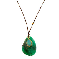 18K Yellow Gold Emerald and Opal Strand Necklace