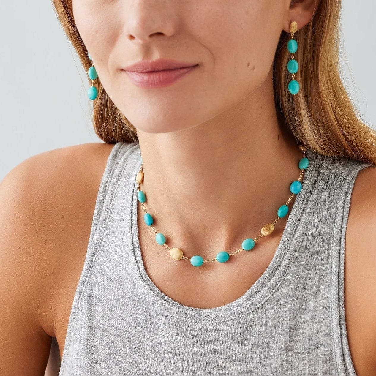 Marco Bicego 18K Yellow Gold Siviglia Turquoise Beaded Necklace