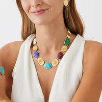 Marco Bicego 18K Yellow Gold Lunaria Mixed Stone Collar Necklace