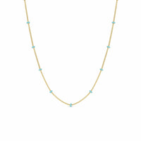 Zoe Chicco 14K Yellow Gold Turquoise Enamel Curb Satellite Chain Necklace