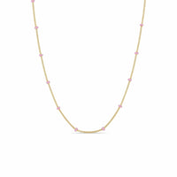Zoe Chicco 14K Yellow Gold Pink Enamel Curb Satellite Chain Necklace