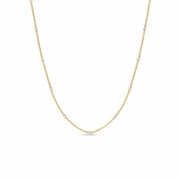 Zoe Chicco 14K Yellow Gold White Enamel Curb Satellite Chain Necklace
