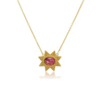 Christina Alexiou 18K Yellow Gold Pink Tourmaline Star Necklace