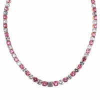 Eclat Jewels Platinum & 18K Rose Gold Alternating Pink & Grey Spinel Necklace Earring Set