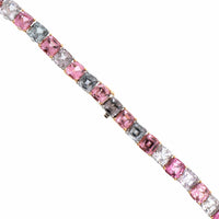 Eclat Jewels Platinum & 18K Rose Gold Alternating Pink & Grey Spinel Necklace Earring Set