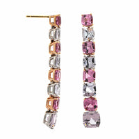 Eclat Jewels Platinum & 18K Rose Gold Alternating Pink & Grey Spinel Necklace Earring Set
