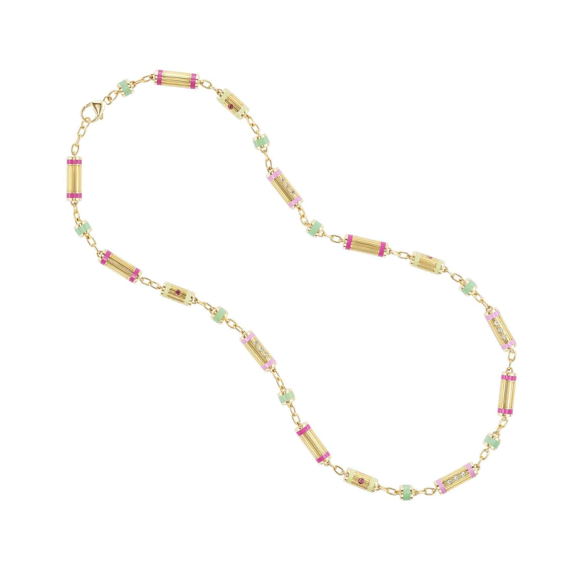Emily P. Wheeler 18K Yellow Gold Multi Gemstone Groove Chain Necklace